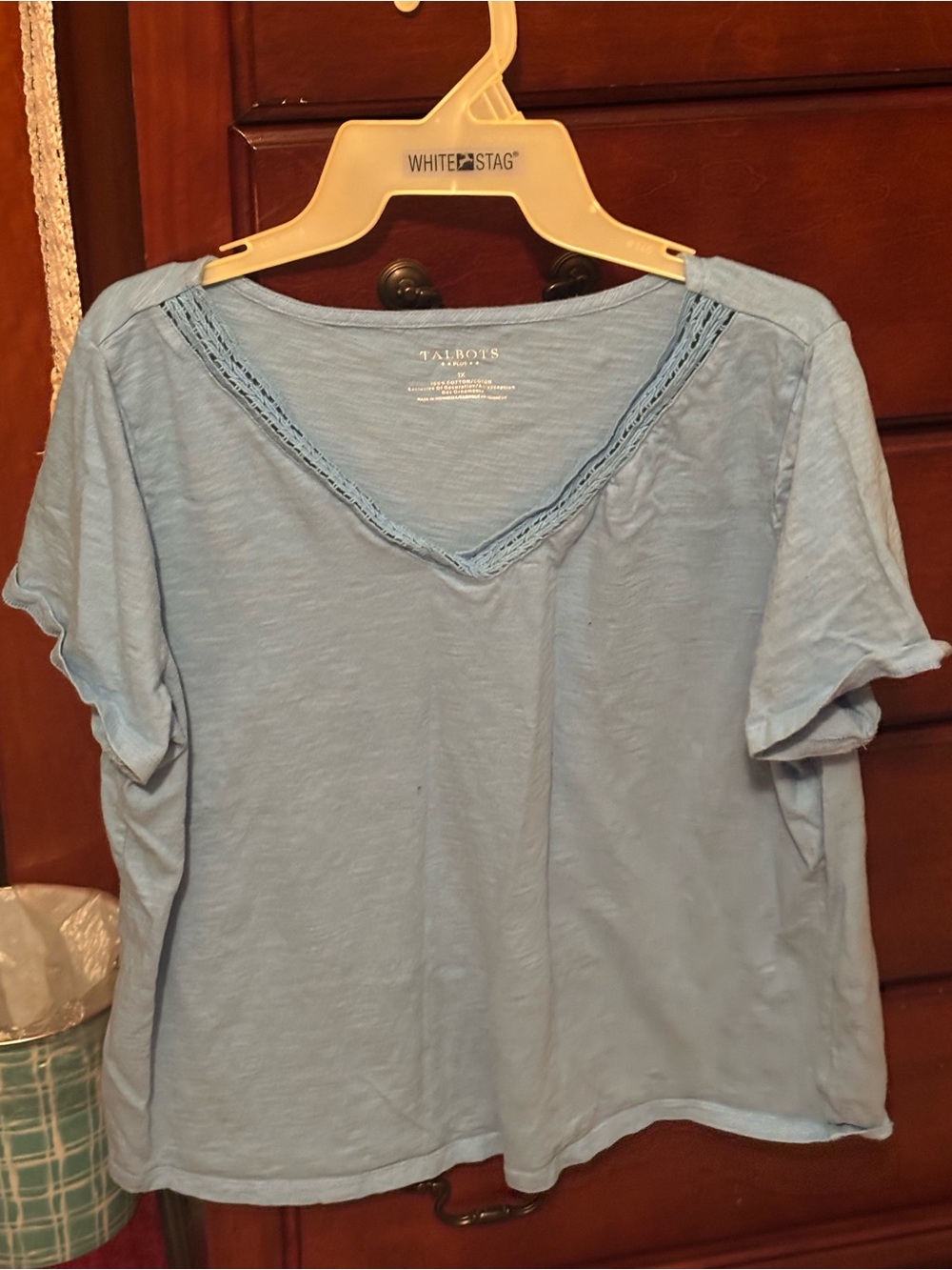 Talbots Pale Blue V-Neck Short Sleeve Top